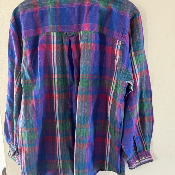 Vintage Cabin Creek Plaid Button Up Shirt Purple Green 100% Cotton Size XL - Picture 9 of 9